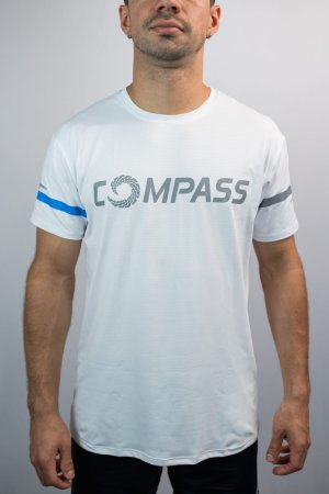CAMISETA DRY MASC BRANCA LOGO CINZA COMPASS