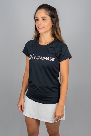 BABY LOOK DRY PRETA LOGO BRANCO COMPASS