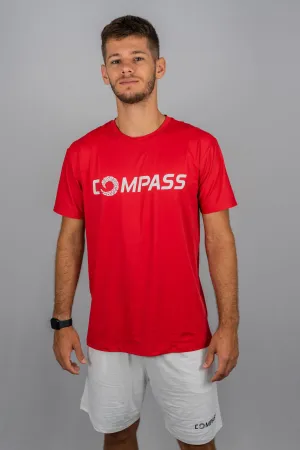 CAMISETA DRY MASC VERMELHA LOGO BRANCO COMPASS