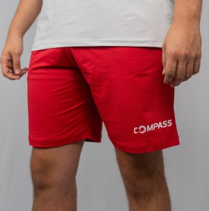 BERMUDA DRY LISA VERMELHA LOGO BRANCO COMPASS