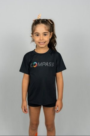 CAMISETA DRY INFANTIL PRETA TRADICIONAL COMPASS