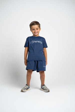 CAMISETA DRY INFANTIL MARINHO LOGO CINZA COMPASS
